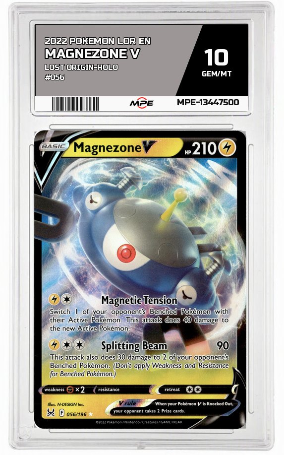 2022 POKEMON LOR EN Lost Origin-HOLO #056 Magnezone V MPE 10 GEM/MT — graded card auctioned from the MPE vault