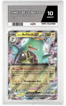 2025 POKEMON JTG EN Journey Together-HOLO #053 Iono's Bellibolt EX MPE 10 GEM/MT — graded card up for auction
