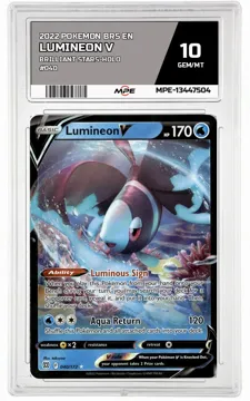 2022 POKEMON BRS EN Brilliant Stars-HOLO #040 Lumineon V MPE 10 GEM/MT — graded card up for auction