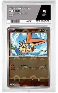 2025 POKEMON BLK EN Black Bolt-REV HOLO #012 VICTINI MPE 9 MINT — graded card up for auction