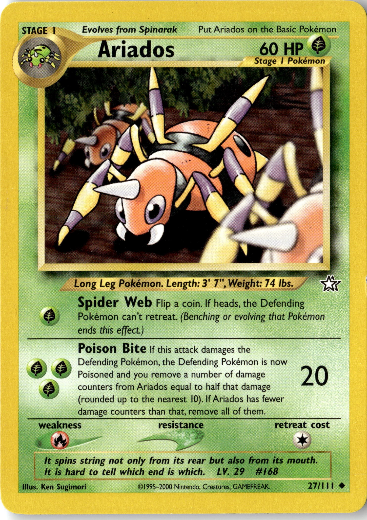 2000 Pokemon N1 En Ariados graded slab