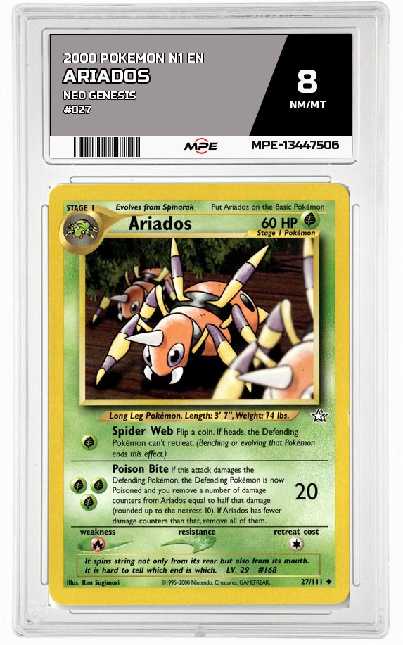 2000 POKEMON N1 EN Neo Genesis #027 ARIADOS MPE 8 NM/MT — graded card auctioned from the MPE vault