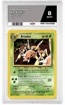 2000 POKEMON N1 EN Neo Genesis #027 ARIADOS MPE 8 NM/MT — graded card up for auction