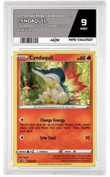 2019 POKEMON SWORD AND SHIELD SWORD AND SHIELD PROMOS-HOLO #SWSH221 Cyndaquil MPE 9 MINT — graded card up for auction