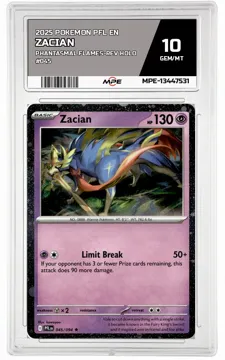 2025 POKEMON PFL EN Phantasmal Flames-REV HOLO #045 Zacian MPE 10 GEM/MT — graded card up for auction