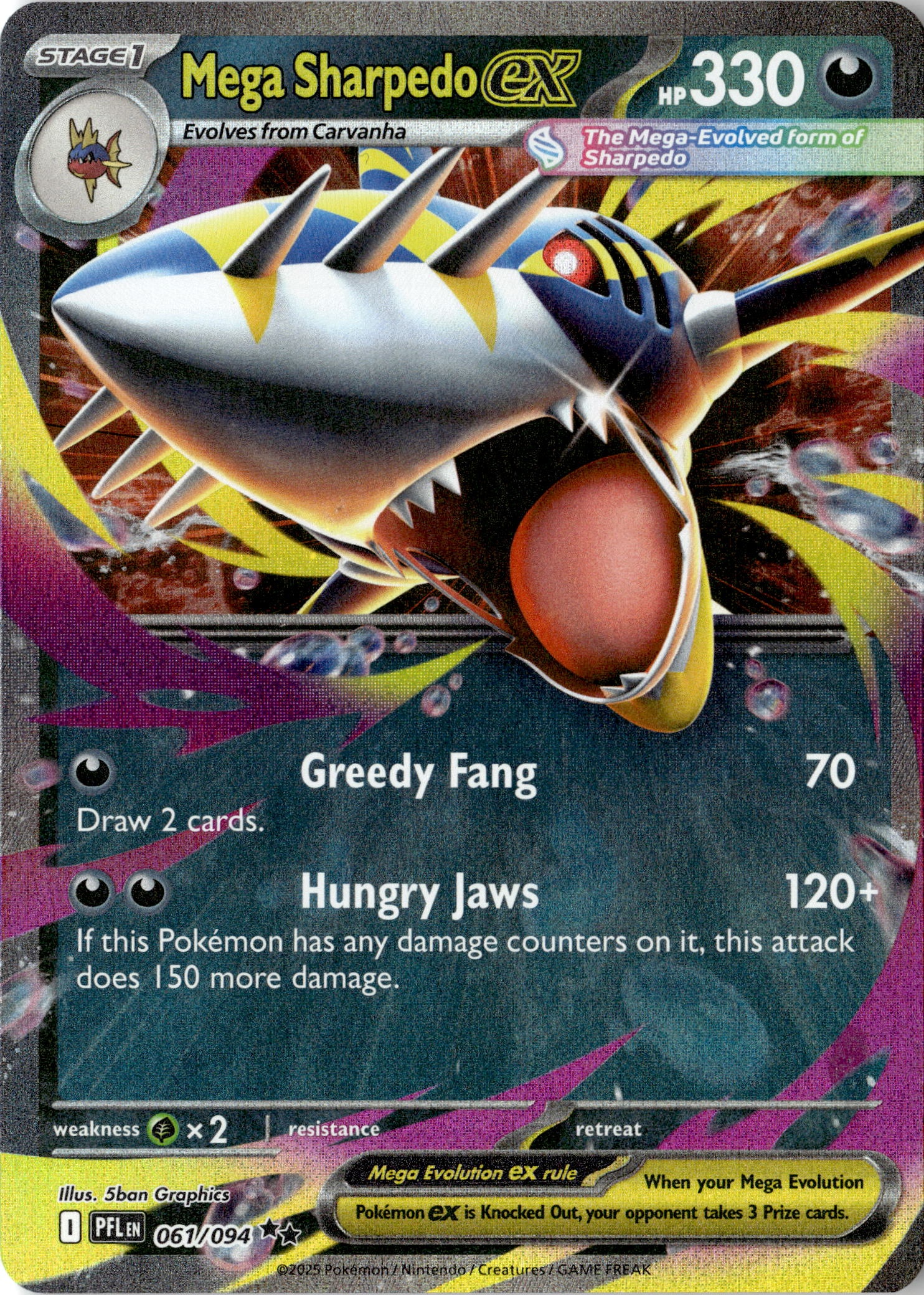 2025 Pokemon Pfl En Mega Sharpedo EX graded slab