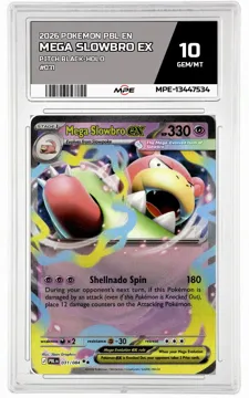 2026 POKEMON PBL EN Pitch Black-HOLO #031 Mega Slowbro EX MPE 10 GEM/MT — graded card up for auction