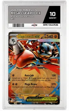 2026 POKEMON ASC EN Ascended Heroes-HOLO #113 Mega Lucario EX MPE 10 GEM/MT — graded card up for auction