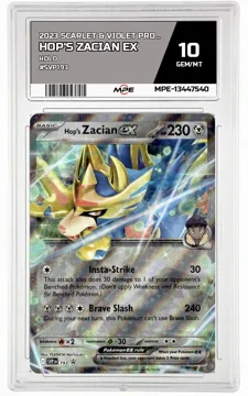2023 SCARLET & VIOLET PROMO HOLO #SVP193 HOP'S ZACIAN EX MPE 10 GEM/MT — graded card up for auction