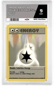1999 POKEMON ORIGINAL BASE SET #96/102 DOUBLE COLORLESS ENERGY MPE 9 MINT — graded card up for auction
