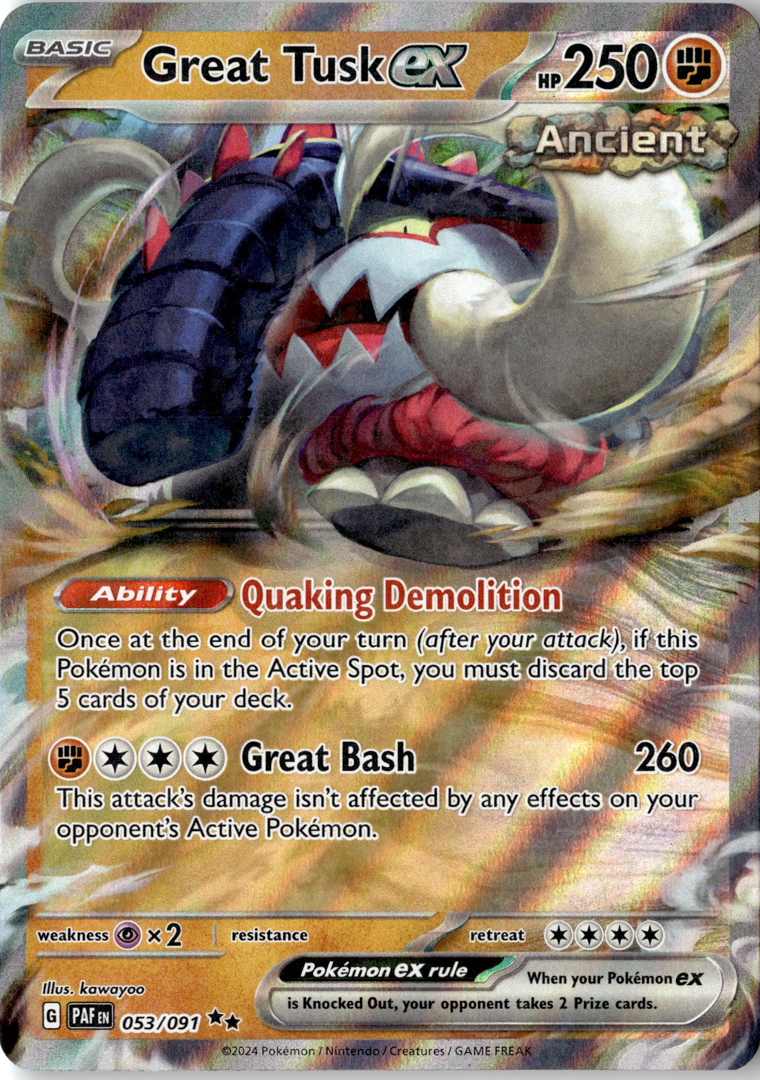2024 Pokemon Paf En Great Tusk EX graded slab