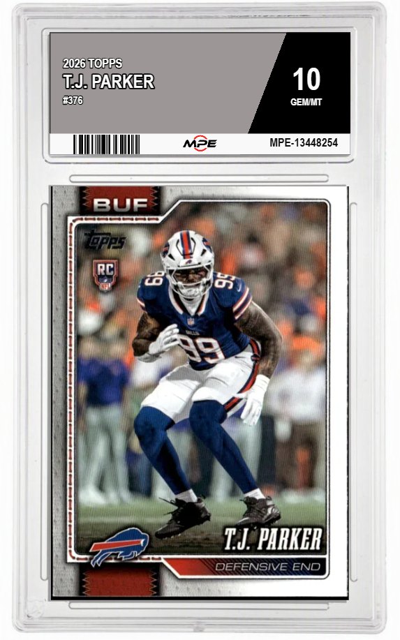 2026 TOPPS #376 T.J. PARKER MPE 10 GEM/MT — graded card auctioned from the MPE vault