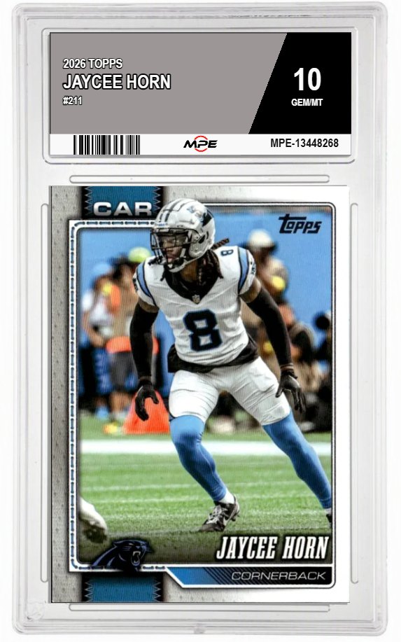 2026 TOPPS #211 JAYCEE HORN MPE 10 GEM/MT — graded card auctioned from the MPE vault