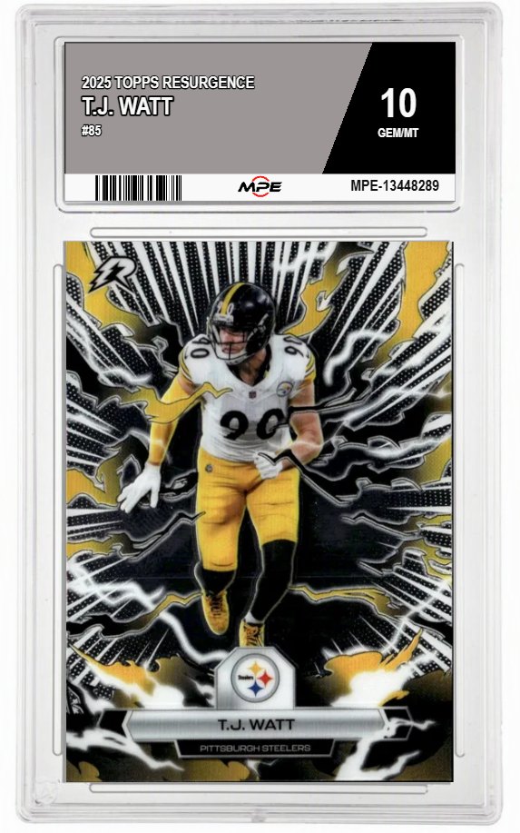 2025 TOPPS RESURGENCE #85 T.J. WATT MPE 10 GEM/MT — graded card auctioned from the MPE vault