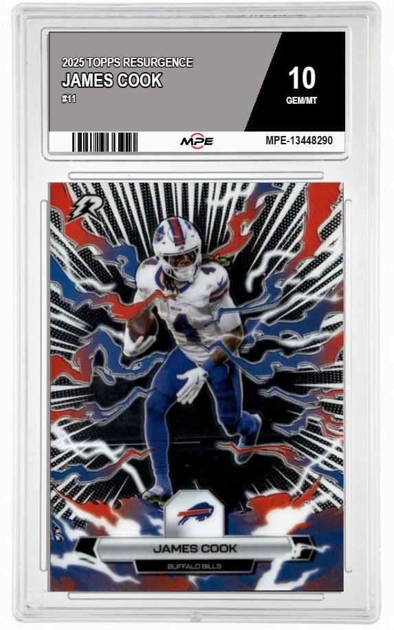2025 TOPPS RESURGENCE #11 JAMES COOK MPE 10 GEM/MT — graded card auctioned from the MPE vault
