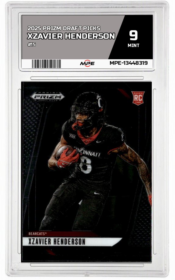2025 PRIZM DRAFT PICKS #15 XZAVIER HENDERSON MPE 9 MINT — graded card auctioned from the MPE vault