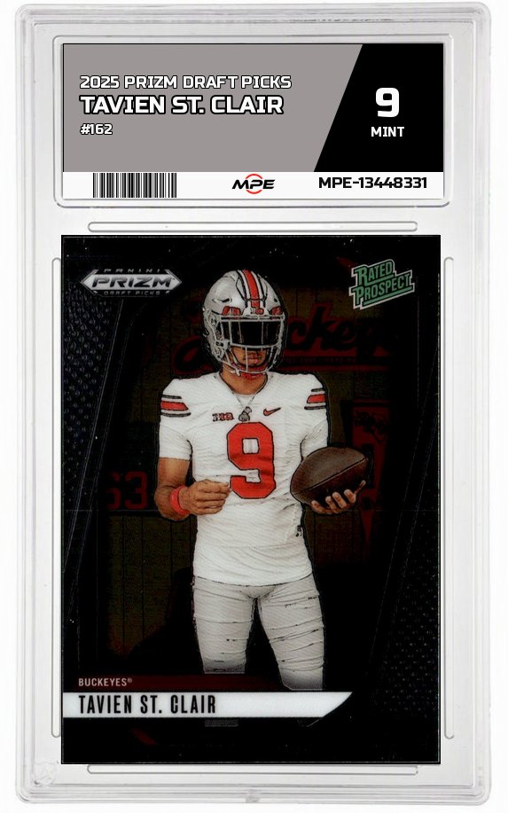 2025 PRIZM DRAFT PICKS #162 TAVIEN ST. CLAIR MPE 9 MINT — graded card auctioned from the MPE vault