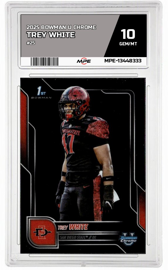 2025 BOWMAN U CHROME #25 TREY WHITE MPE 10 GEM/MT — graded card auctioned from the MPE vault