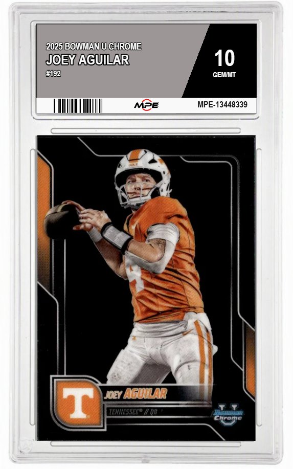 2025 BOWMAN U CHROME #192 JOEY AGUILAR MPE 10 GEM/MT — graded card auctioned from the MPE vault