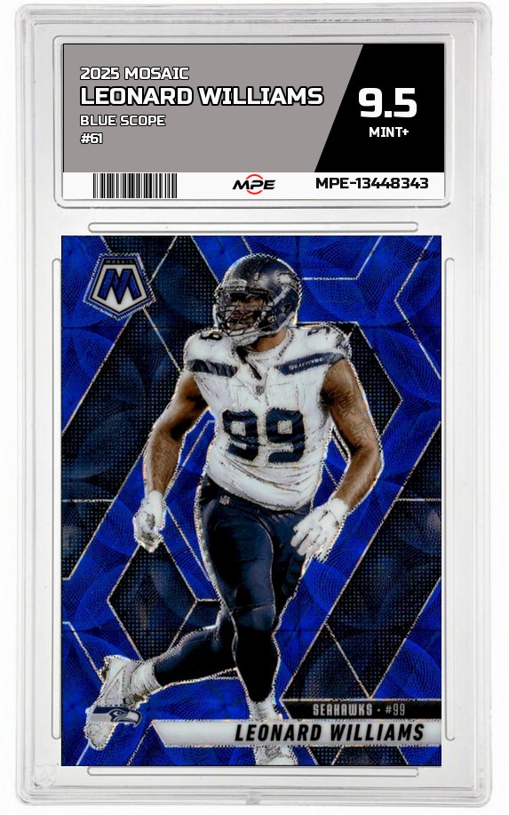 2025 MOSAIC BLUE SCOPE #61 LEONARD WILLIAMS MPE 9.5 MINT+ — graded card auctioned from the MPE vault