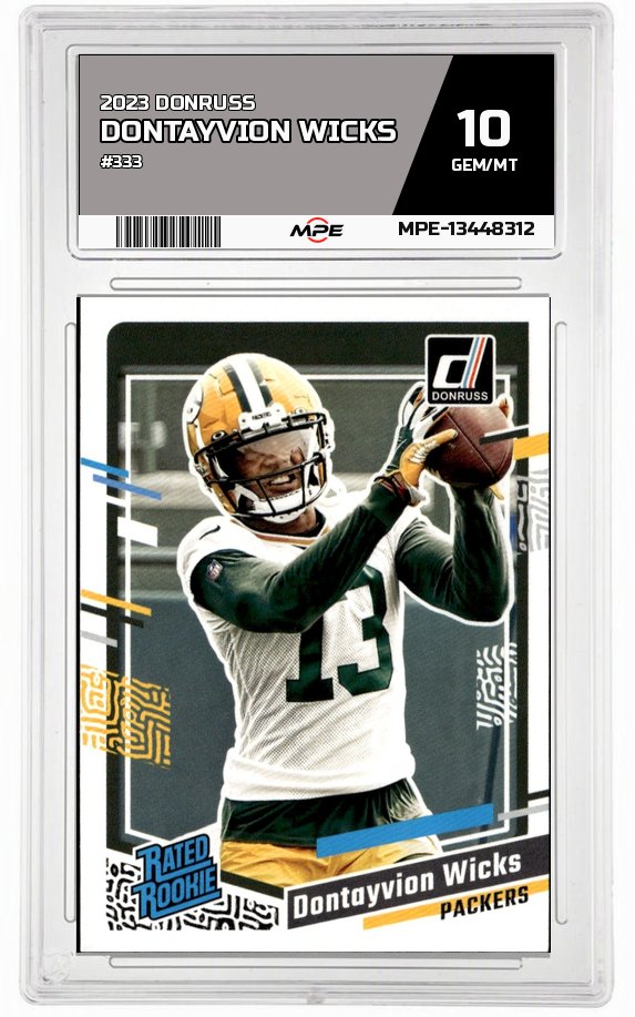 2023 DONRUSS #333 DONTAYVION WICKS MPE 10 GEM/MT — graded card auctioned from the MPE vault