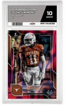 2025 BOWMAN U CHROME PINK LAVA REF #122 COLIN SIMMONS MPE 10 GEM/MT — graded card up for auction