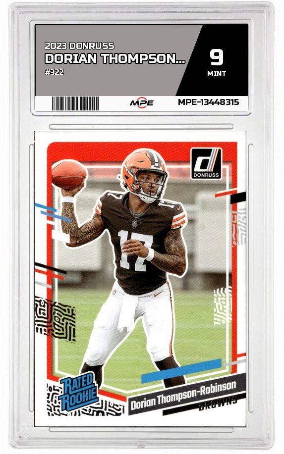 2023 DONRUSS #322 DORIAN THOMPSON-ROBINSON MPE 9 MINT — graded card auctioned from the MPE vault
