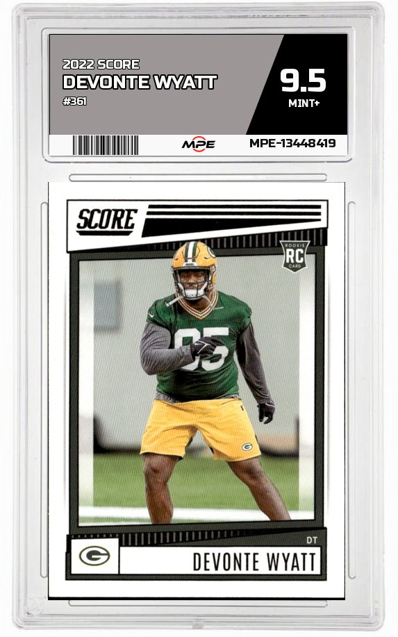 2022 SCORE #361 DEVONTE WYATT MPE 9.5 MINT+ — graded card auctioned from the MPE vault
