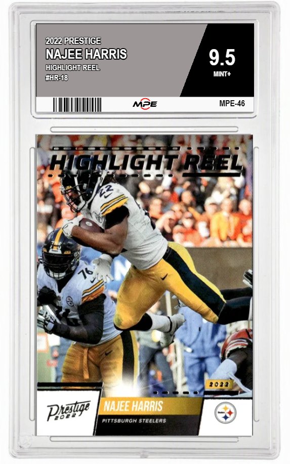 2022 PRESTIGE HIGHLIGHT REEL #HR-18 NAJEE HARRIS MPE 9.5 MINT+ — graded card auctioned from the MPE vault
