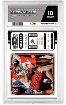 2023 CHRONICLES DRAFT PICKS Contenders College Ticket #20 DALTON KINCAID MPE 10 GEM/MT — graded card up for auction