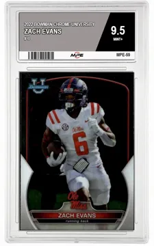 2022 BOWMAN CHROME UNIVERSITY #10 ZACH EVANS MPE 9.5 MINT+ — graded card up for auction