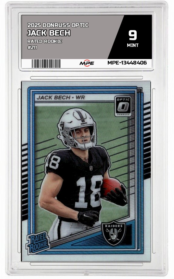 2025 DONRUSS OPTIC RATED ROOKIE #211 JACK BECH MPE 9 MINT — graded card auctioned from the MPE vault