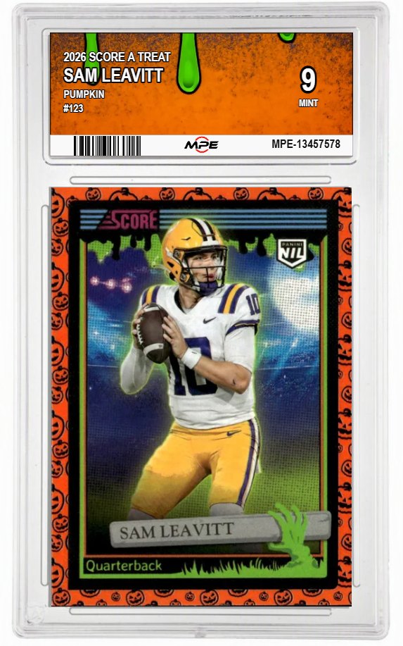 2026 SCORE A TREAT PUMPKIN #123 SAM LEAVITT MPE 9 MINT — graded card auctioned from the MPE vault