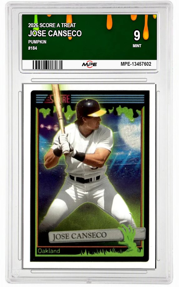 2026 SCORE A TREAT PUMPKIN #184 JOSE CANSECO MPE 9 MINT — graded card auctioned from the MPE vault