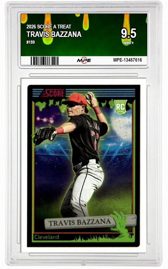 2026 SCORE A TREAT #159 TRAVIS BAZZANA MPE 9.5 MINT+ — graded card auctioned from the MPE vault