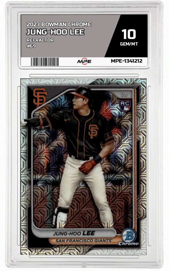 2023 BOWMAN CHROME REFRACTOR #69 JUNG-HOO LEE MPE 10 GEM/MT — graded card auctioned from the MPE vault