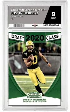 2020 CONTENDERS DRAFT PICKS DRAFT CLASS #4 JUSTIN HERBERT MPE 9 MINT — graded card up for auction