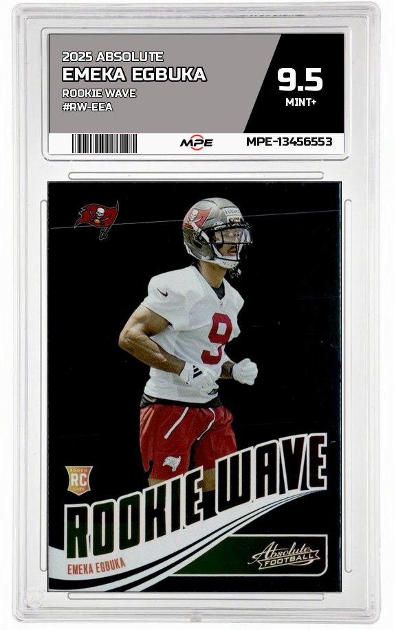 2025 ABSOLUTE Rookie Wave #RW-EEA EMEKA EGBUKA MPE 9.5 MINT+ — graded card auctioned from the MPE vault