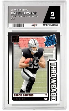 2024 DONRUSS RATED ROOKIES THROWBACK #45 BROCK BOWERS MPE 9 MINT — graded card up for auction