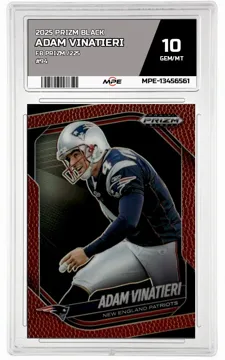 2025 PRIZM BLACK FB PRIZM /225 #94 ADAM VINATIERI MPE 10 GEM/MT — graded card up for auction