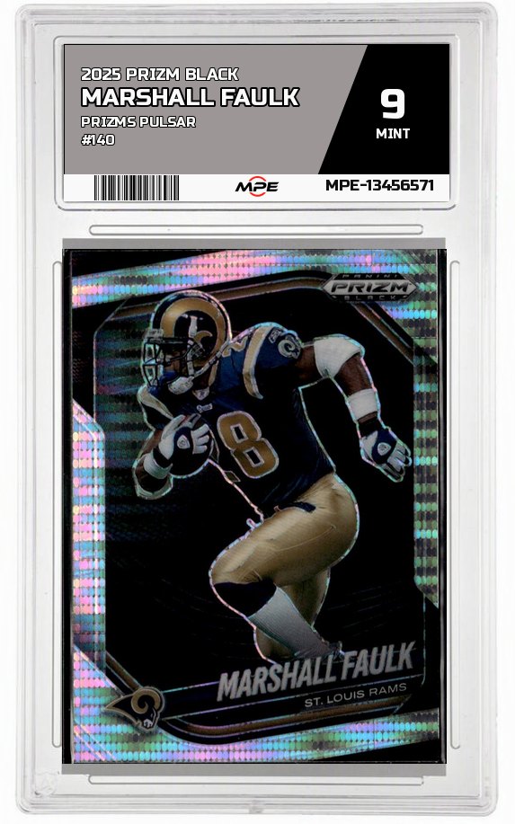 2025 PRIZM BLACK Prizms Pulsar #140 MARSHALL FAULK MPE 9 MINT — graded card auctioned from the MPE vault