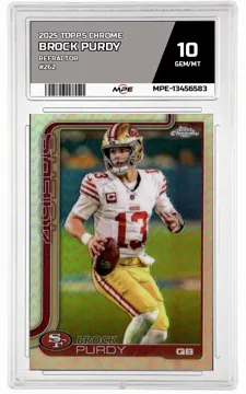 2025 TOPPS CHROME REFRACTOR #262 BROCK PURDY MPE 10 GEM/MT — graded card up for auction