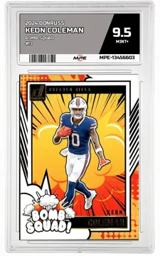 2024 DONRUSS BOMB SQUAD #13 KEON COLEMAN MPE 9.5 MINT+ — graded card up for auction