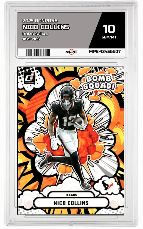 2025 DONRUSS BOMB SQUAD #BS-NCS NICO COLLINS MPE 10 GEM/MT — graded card auctioned from the MPE vault