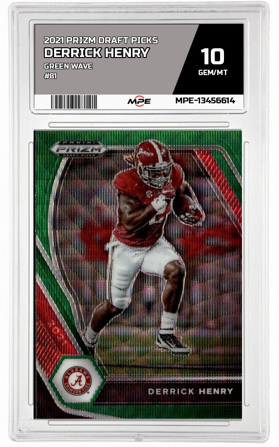 2021 PRIZM DRAFT PICKS GREEN WAVE #81 DERRICK HENRY MPE 10 GEM/MT — graded card auctioned from the MPE vault