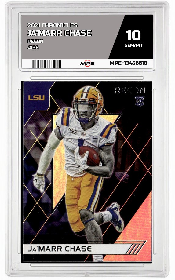 2021 CHRONICLES RECON #136 JA'MARR CHASE MPE 10 GEM/MT — graded card auctioned from the MPE vault