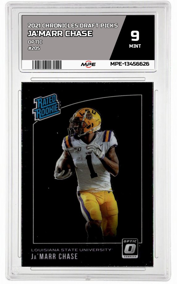 2021 CHRONICLES DRAFT PICKS OPTIC #205 JA'MARR CHASE MPE 9 MINT — graded card auctioned from the MPE vault