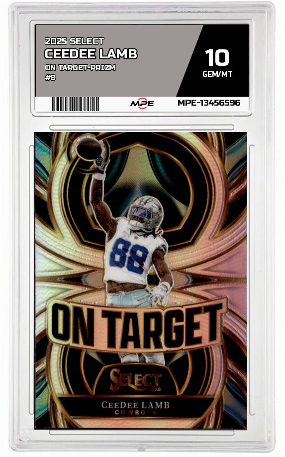 2025 SELECT ON TARGET-PRIZM #8 CEEDEE LAMB MPE 10 GEM/MT — graded card auctioned from the MPE vault