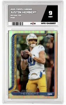 2025 TOPPS CHROME REFRACTOR #158 JUSTIN HERBERT MPE 9 MINT — graded card up for auction