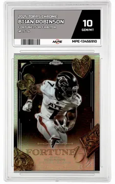 2025 TOPPS CHROME FORTUNE 15-REFRACTOR #F15-14 BIJAN ROBINSON MPE 10 GEM/MT — graded card up for auction